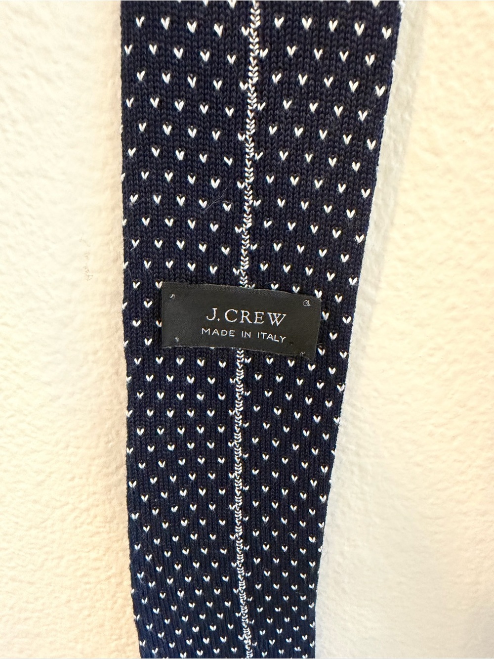 J. Crew Navy Knit Tie with White Fleck Pattern